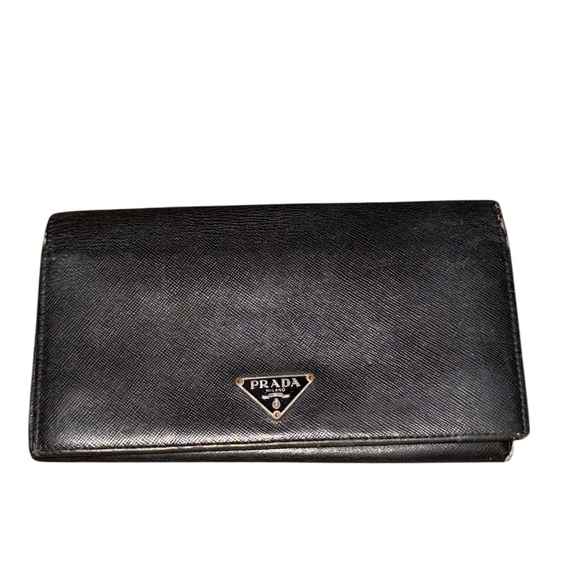 Authentic Prada Large Saffiano Leather Long Flap Large Wallet Black - Picture 10 of 13